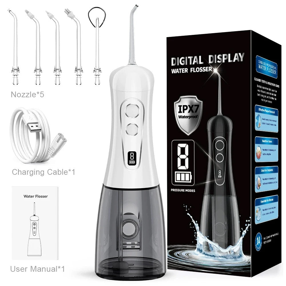 Portable Oral Irrigator Water Flosser Rechargeable 8 Modes Dental