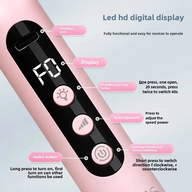 Two-In-One Portable Manicure Pedicure Kit USB Rechargeable
