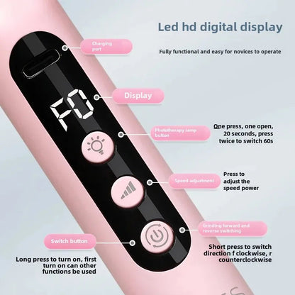 Two-In-One Portable Manicure Pedicure Kit USB Rechargeable