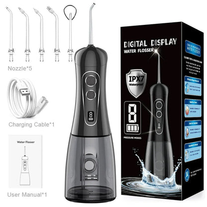 Portable Oral Irrigator Water Flosser Rechargeable 8 Modes Dental
