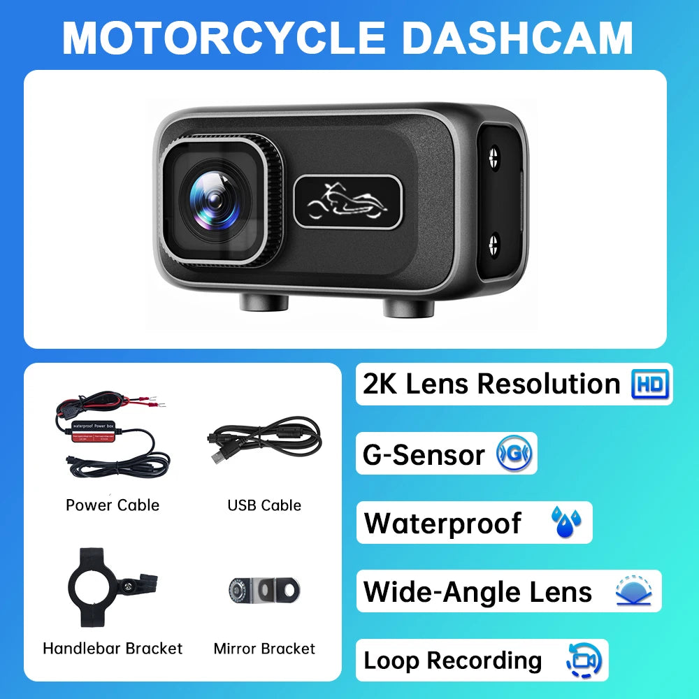 2K Motorcycle Dash Cam CSMT100 with WiFi APP IP65 Waterproof