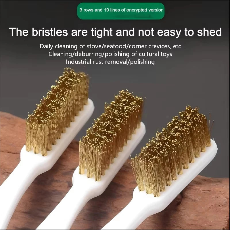 1/3/5pcs Mini Brass Wire Brush Set for Paint & Rust Removal Industrial Metal Polishing Burr Cleaning Tool