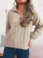 Ribbed Hem Quarter Zip Sweater