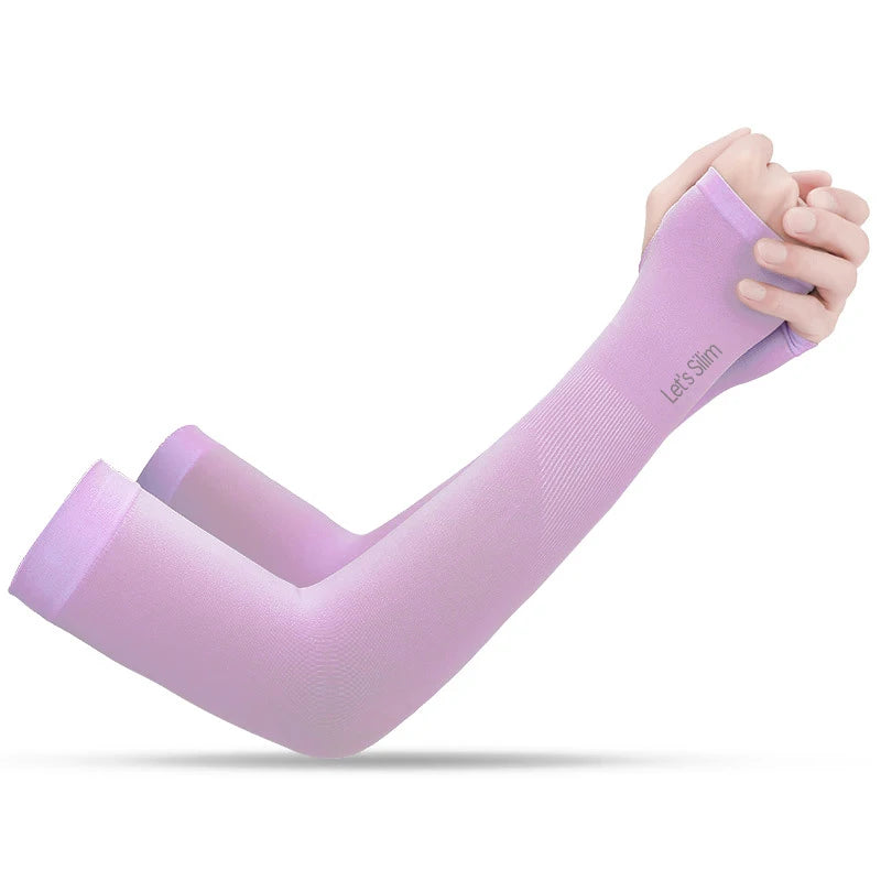 Summer Sun Protection Sleeves Men Women Ice Silk Cycling Driving Cool Arm Warmers Elastic Anti-Sunburn Outdoor Hiking Arm Cover