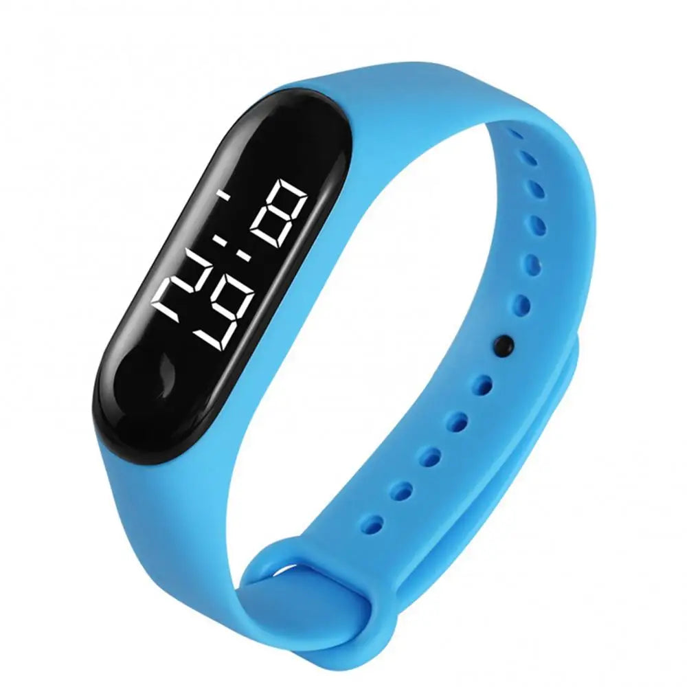 M3 Children's Watch Calendar Solid Color Adjustable Strap LED Digital Electronic Wrist Watch for Kids