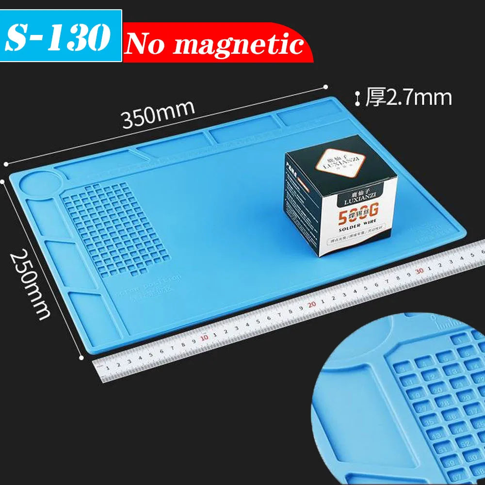 Soldering Station Mat Silicone Work Mat Heat Resistant 932°F Anti-Static Magnetic Mat for Electronic Phone Laptop Watch Repair