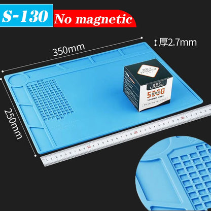 Soldering Station Mat Silicone Work Mat Heat Resistant 932°F Anti-Static Magnetic Mat for Electronic Phone Laptop Watch Repair
