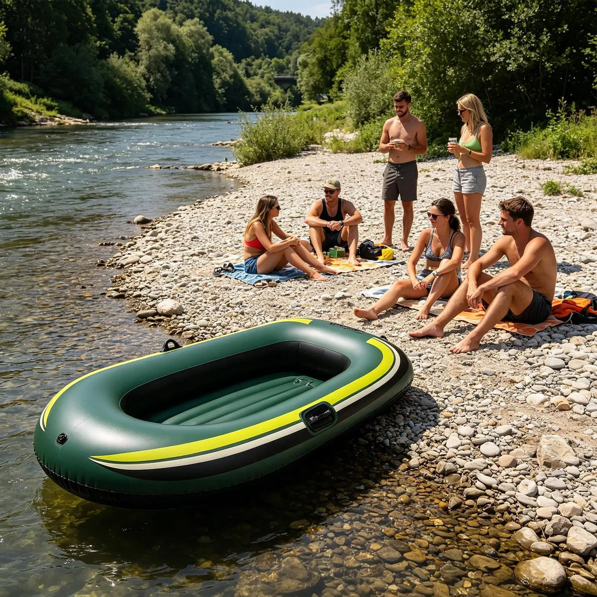 Inflatable Boat for Adults, Thickened Non-Slip Leakproof Blow Up Raft for Water Fun, Pool Lake River Beach Outdoor Summer