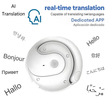AI Translation Bluetooth 5.3 Ear-Hook Earbuds - 144 Languages