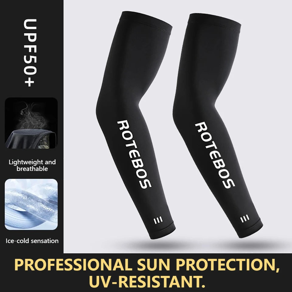 GOBYGO 1Pair Men Summer Cooling Arm Sleeves Breathable Elastic Ice Silk UV Protection Sleeves Outdoor Sports Driving Fishing