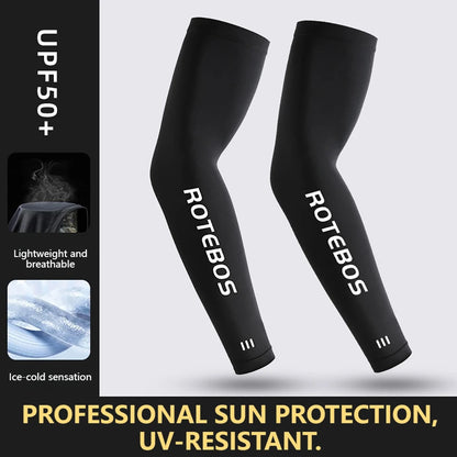 GOBYGO 1Pair Men Summer Cooling Arm Sleeves Breathable Elastic Ice Silk UV Protection Sleeves Outdoor Sports Driving Fishing