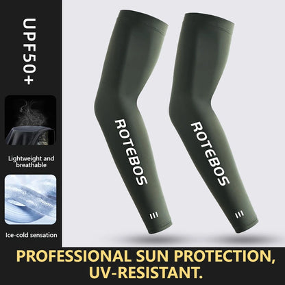 GOBYGO 1Pair Men Summer Cooling Arm Sleeves Breathable Elastic Ice Silk UV Protection Sleeves Outdoor Sports Driving Fishing