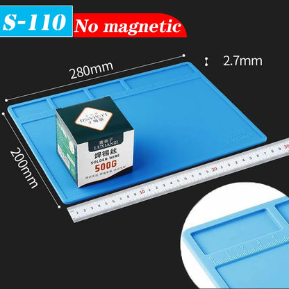 Soldering Station Mat Silicone Work Mat Heat Resistant 932°F Anti-Static Magnetic Mat for Electronic Phone Laptop Watch Repair