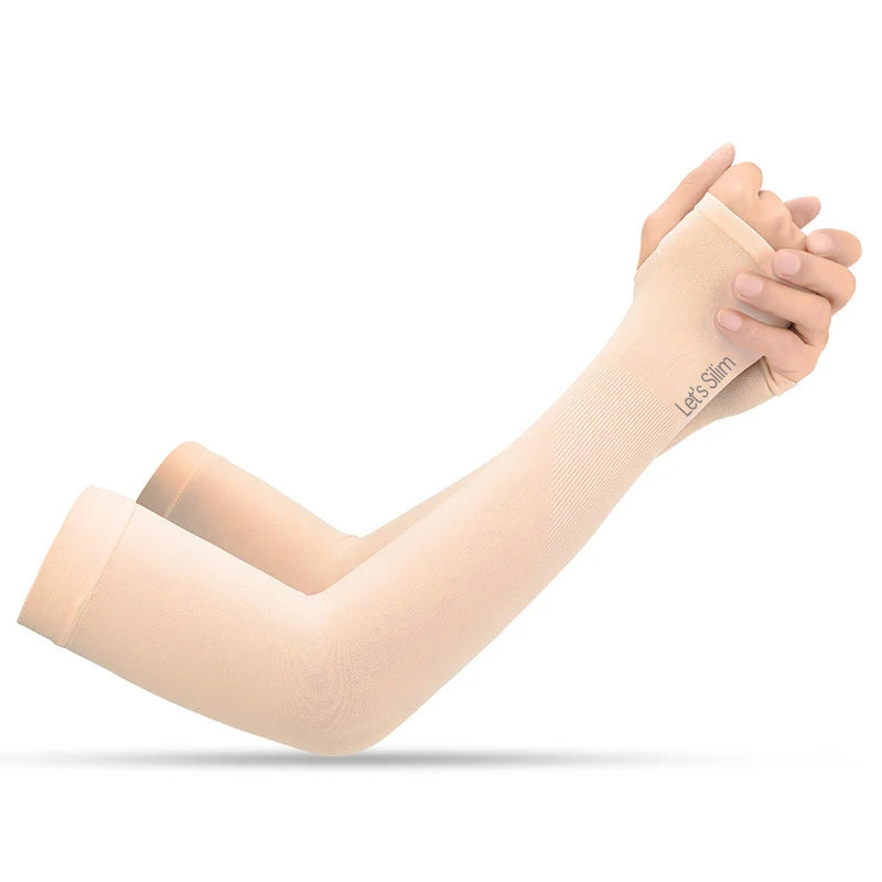 Summer Sun Protection Sleeves Men Women Ice Silk Cycling Driving Cool Arm Warmers Elastic Anti-Sunburn Outdoor Hiking Arm Cover