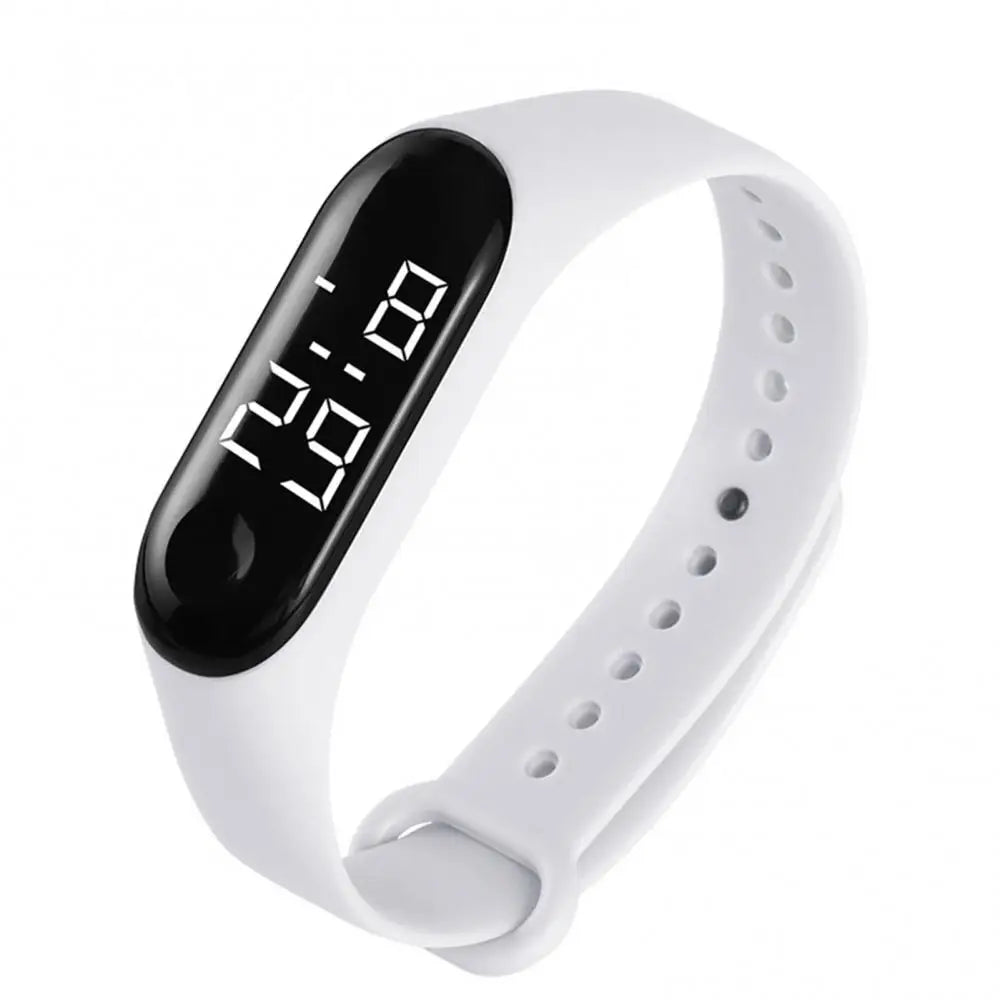 M3 Children's Watch Calendar Solid Color Adjustable Strap LED Digital Electronic Wrist Watch for Kids