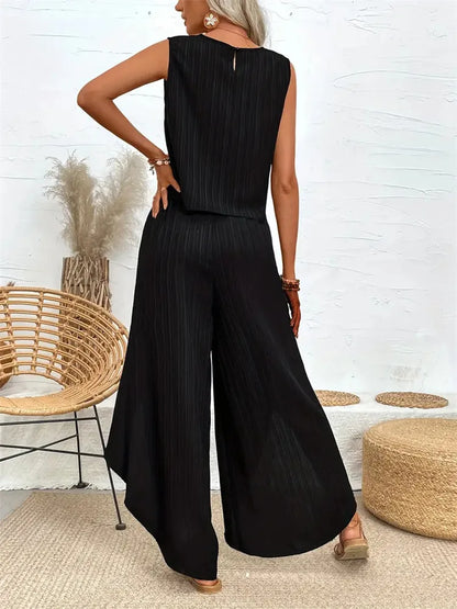 Fashionable Set Relaxed Oversized Comfortable Set Sleeveless Crewneck T-Shirt Set Summer-Ready Lightweight Casual Ensemble