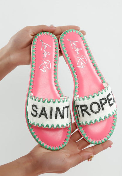 Luxe Getaway Beaded Saint Tropez Flat Slip Ons