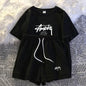 New Women's Plus-size Set Adult Short-sleeve and Shorts Two-piece Set Children's Loose Casual Set Women's T-shirt and Shorts Set