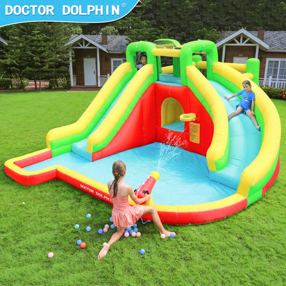 Doctor Dolphin New Design Summer Party Toy Outdoor Games Combo Commercial Double Bounce House Inflatable Water Slide