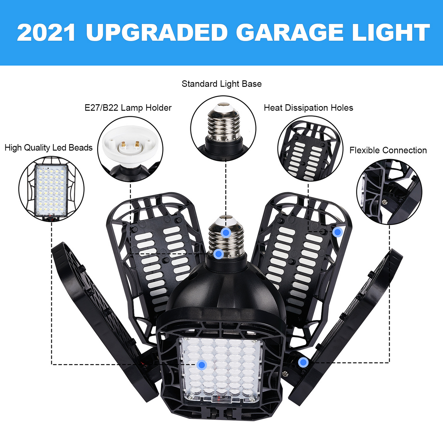 100W LED Garage Light - 12000LM 6500K