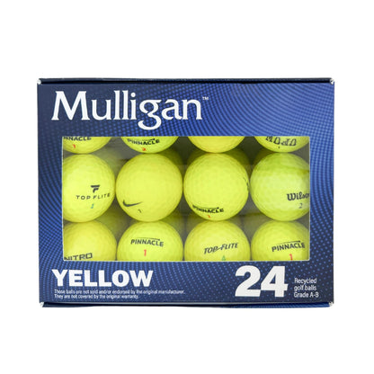 24-Pack Recycled Yellow Golf Balls – Mixed Brands, A-B Grade,