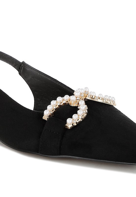 Salova Pearl-Studded Horsebit Flats