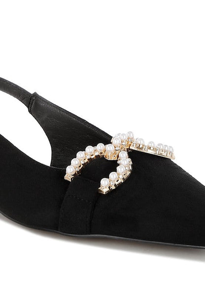 Salova Pearl-Studded Horsebit Flats