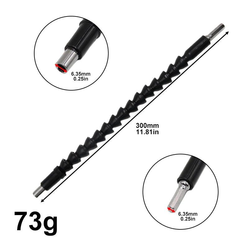 200-300mm hexagonal handle black soft shaft hand drill screwdriver head universal joint extend connect rod Power tool accessory