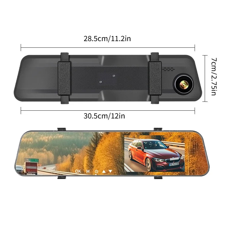 Rearview Mirror 1080P HD Screen Front and Rear Dual Recording