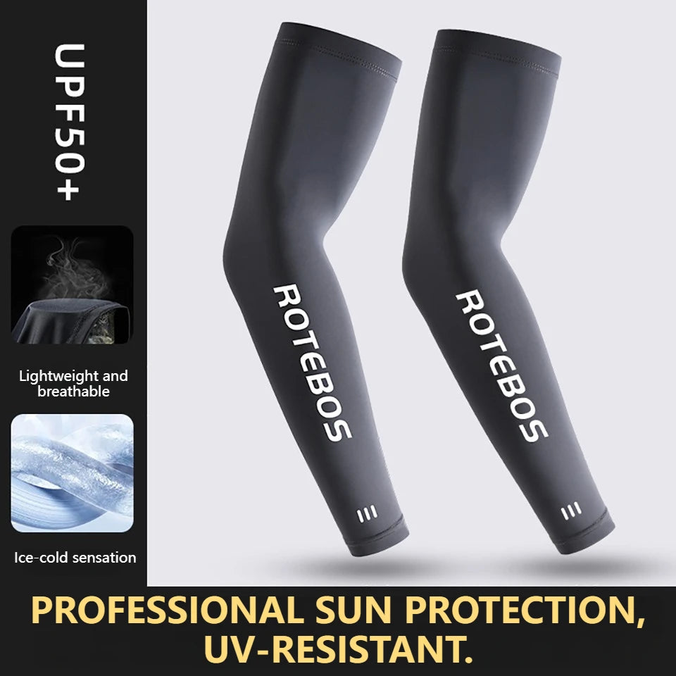 GOBYGO 1Pair Men Summer Cooling Arm Sleeves Breathable Elastic Ice Silk UV Protection Sleeves Outdoor Sports Driving Fishing