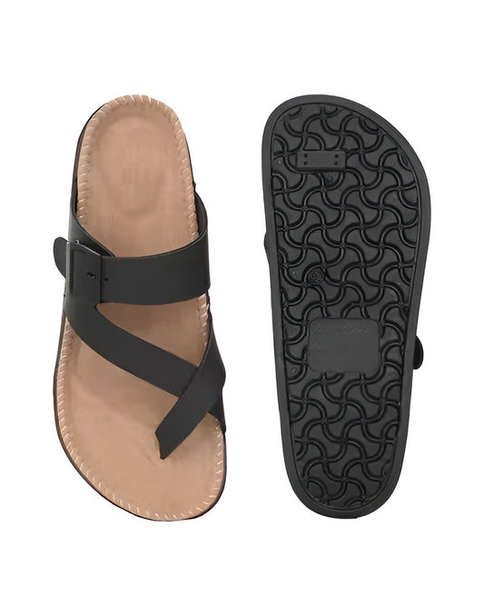 Azzaro Black Cross-Strap Sandals: Stylish Comfort for Every Step (Size
