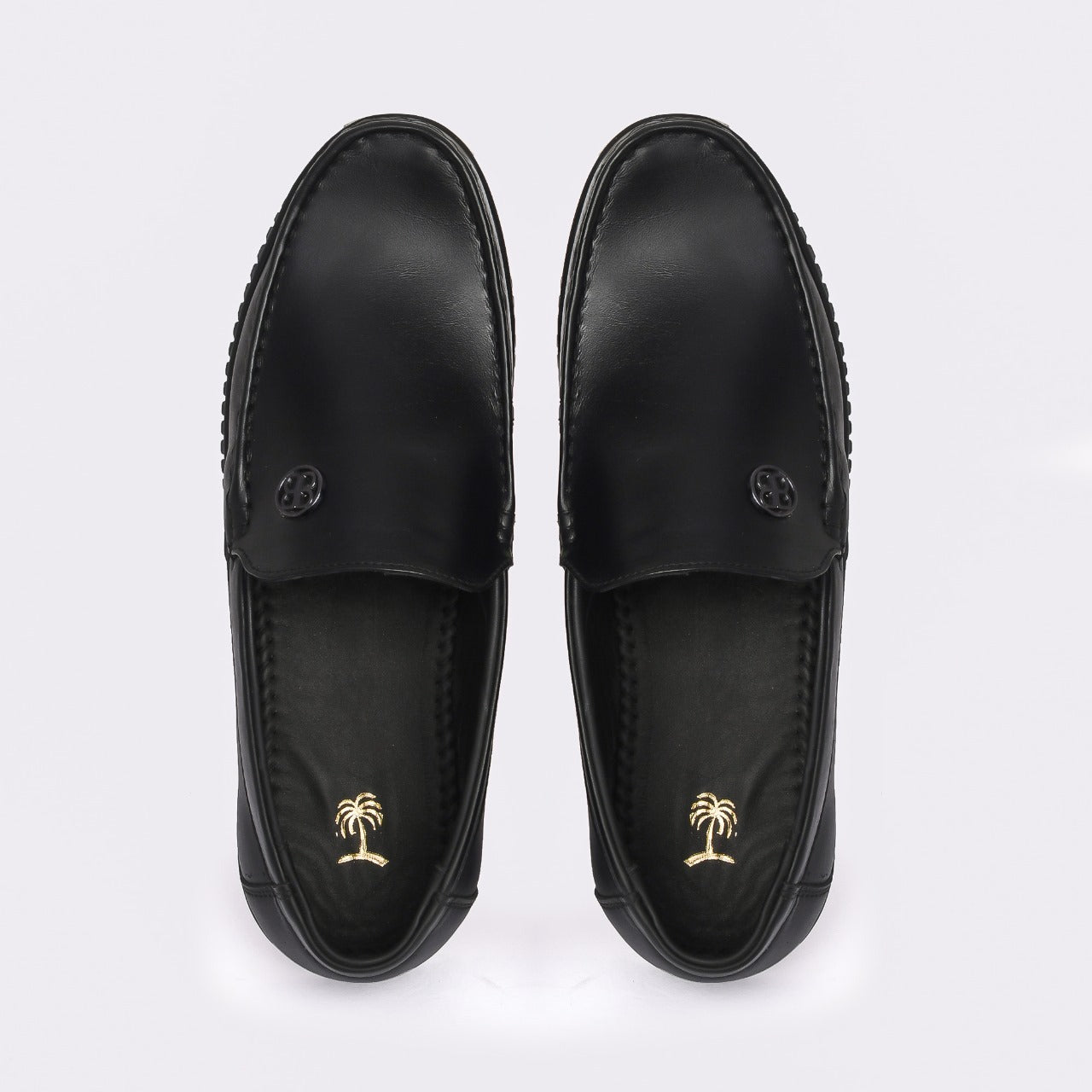 Men's Black Genuine Leather Slip-On Loafers (Size-11K)