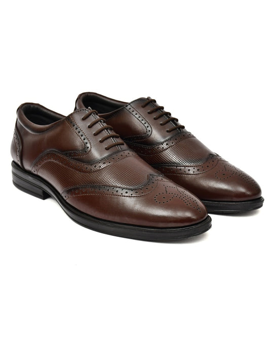 Men's Brown Oxford Brogue Dress Shoes (Size 7UK)