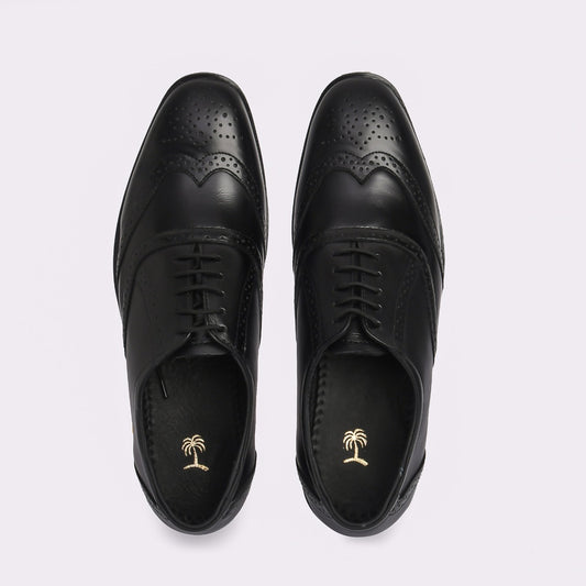 Men's Black Genuine Leather Brogue Formal Shoes (Size-6K)