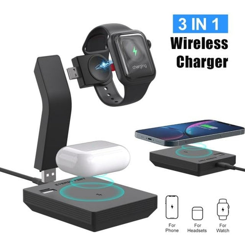 Ninja 15W 3-in-1 Fast Wireless Charging Station for Mobile Phones